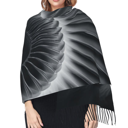 Turbine Engine Art Scarf – Faux Cashmere Oversized Winter Wrap with Industrial Minimalist Design (77" x 27")