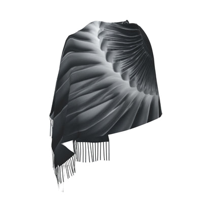 Turbine Engine Art Scarf – Faux Cashmere Oversized Winter Wrap with Industrial Minimalist Design (77" x 27")
