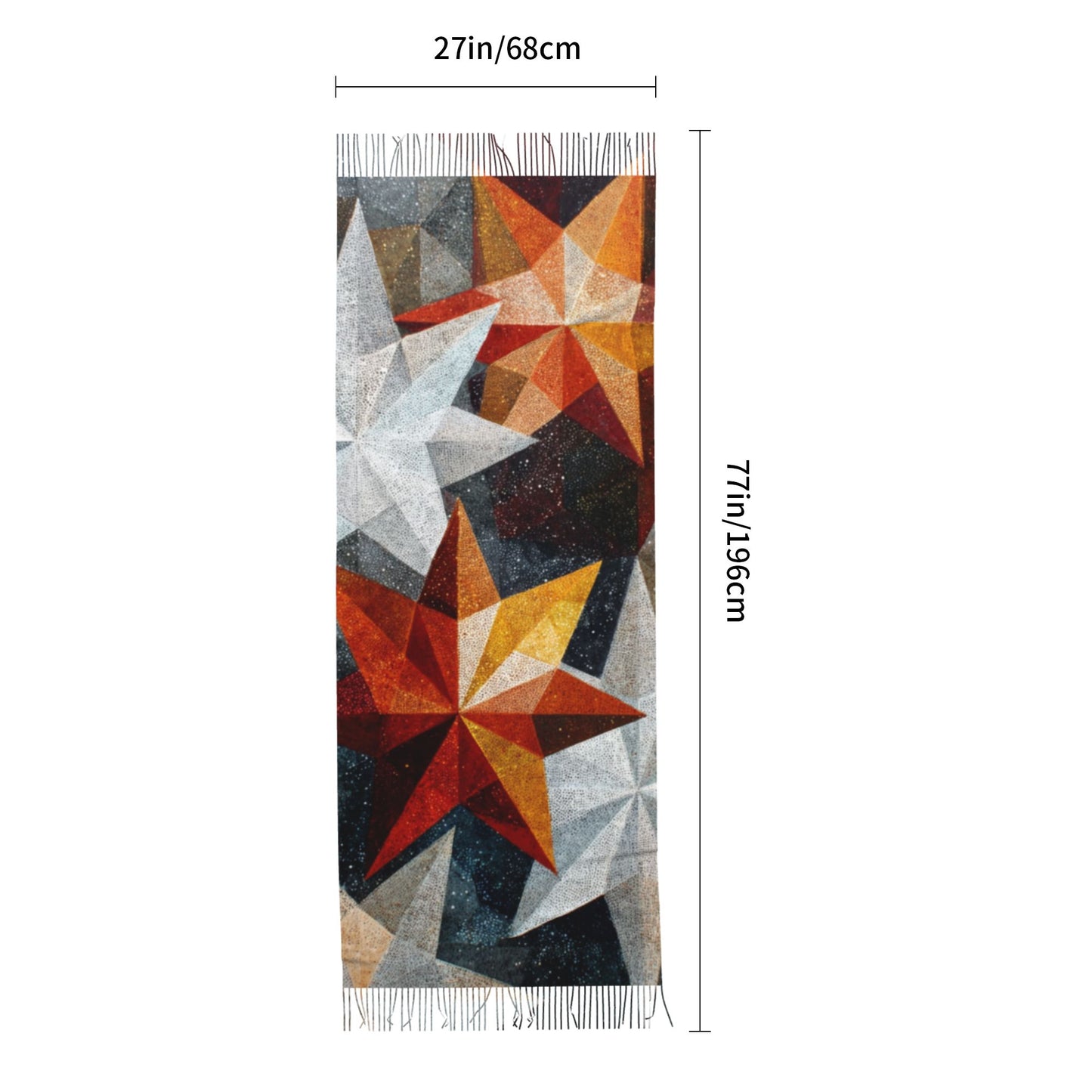 Starlight Geometry Faux Cashmere Tassel Scarf – Color Block Winter Shawl (77" x 27")