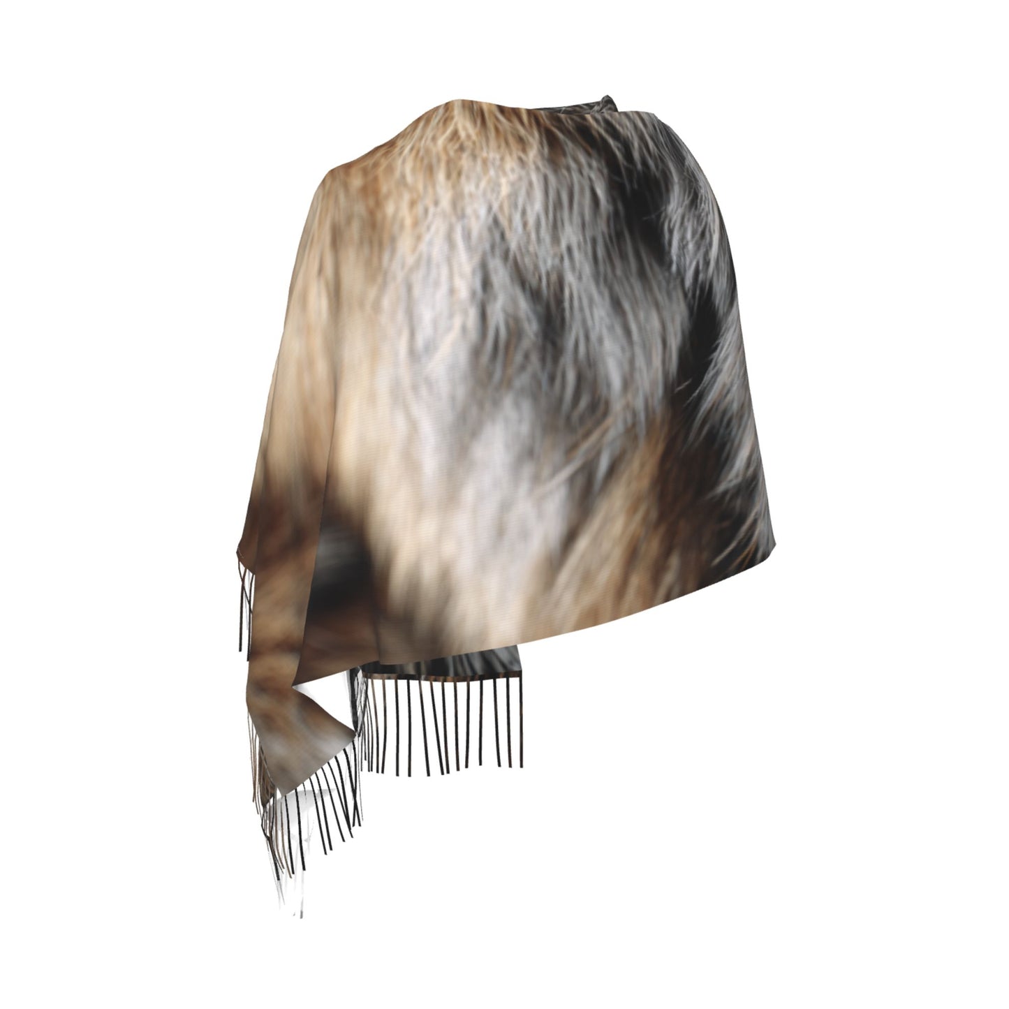 Faux Fur Pattern Faux Cashmere Scarf – Long Vertical Winter Tassel Wrap (77" x 27")